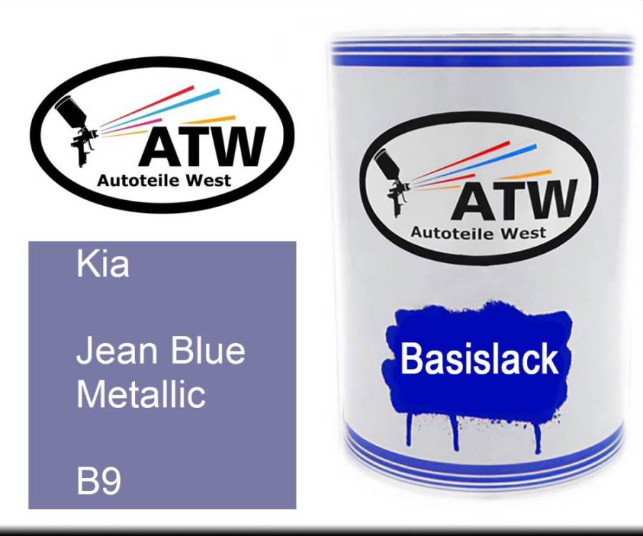 Kia, Jean Blue Metallic, B9: 500ml Lackdose, von ATW Autoteile West.